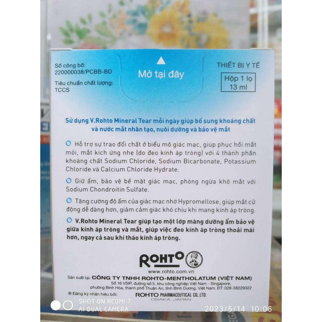 V.Rohto Mineral Tear dung tích 13ml giúp tái tạo lại nước mắt, giữ ẩm và làm dịu mắt khô.