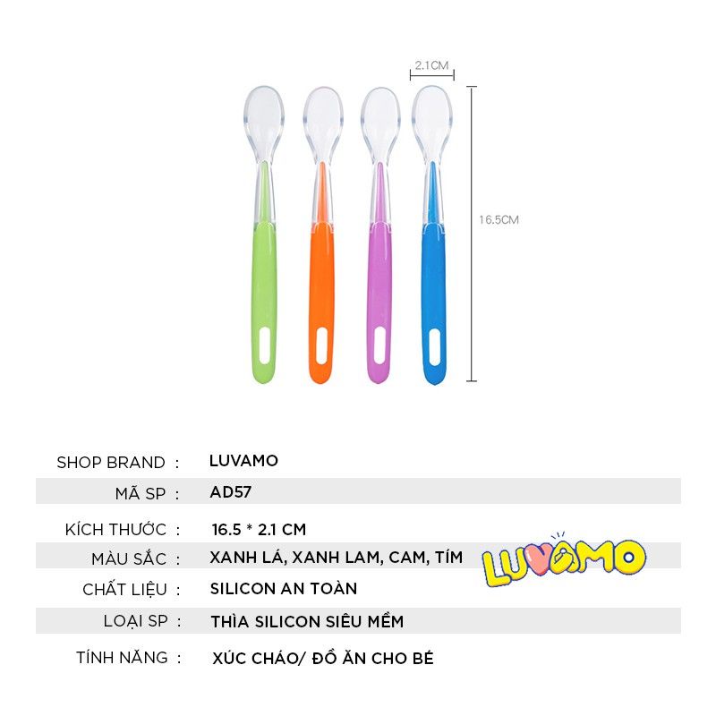 Thìa Ăn Dặm Silicon Sâu Lòng Siêu Mềm An Toàn Cho Bé