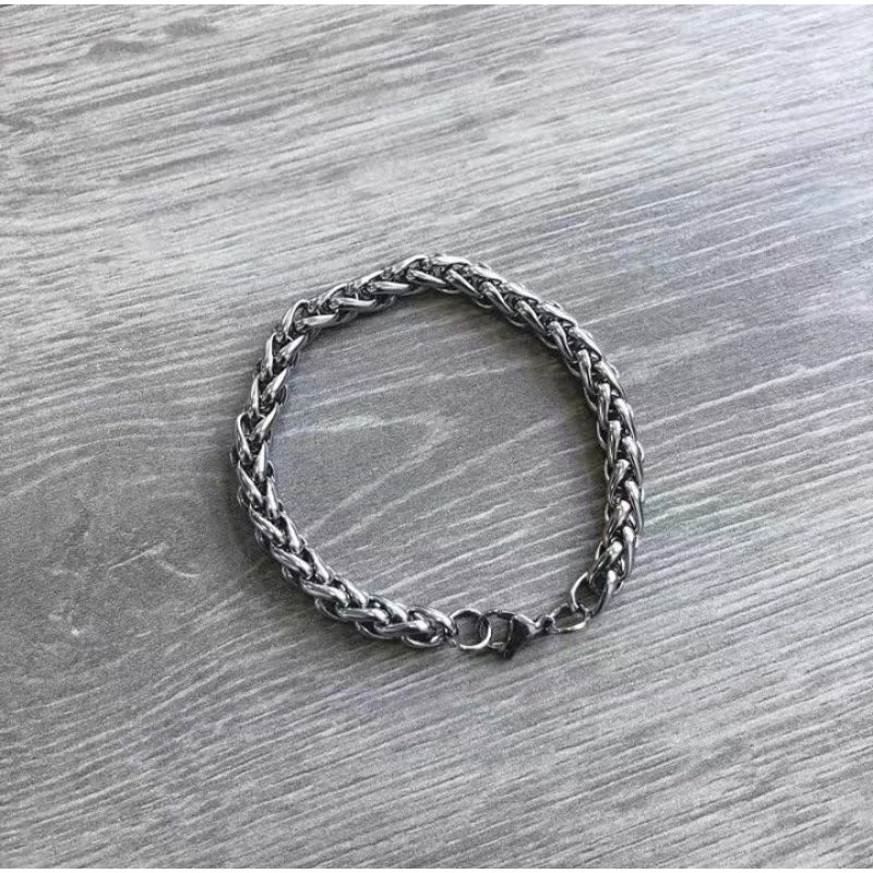 Lắc tay nam thép titan không gỉ mắt xích xoắn nhiều kích thước phong cách Hip hop thiết kế đơn giản