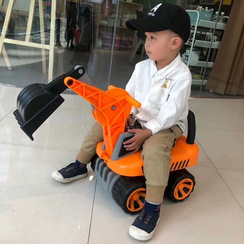 №✾☏Đồ chơi trẻ em máy xúc máy xúc trượt trẻ em có thể ngồi và lái xe máy xúc cũ kỹ bốn bánh có nhạc