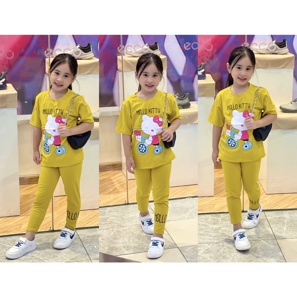 Đồ bộ bé gái 3-5 tuổi áo tay ngắn quần dài cotton Jennie kids J322