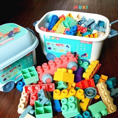 BỘ LEGO NHỰA DẺO 80 CHI TIẾT TO CHO BÉ