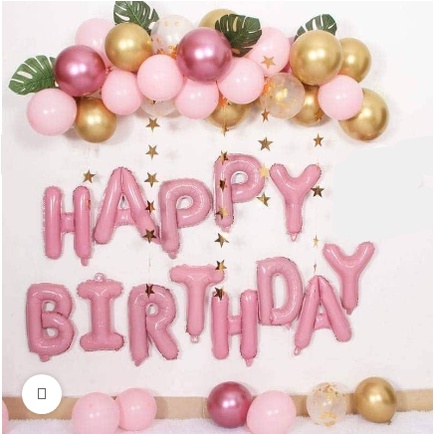 set bong bóng trang trí sinh nhật có Lá Cọ siêu hot Happy birthday phụ kiện trang trí sinh nhật