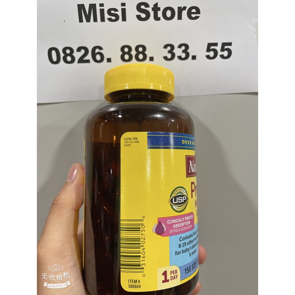 Vitamin tổng hợp bầu Mỹ Prenatal + DHA 200ml Nature Made, 150 viên