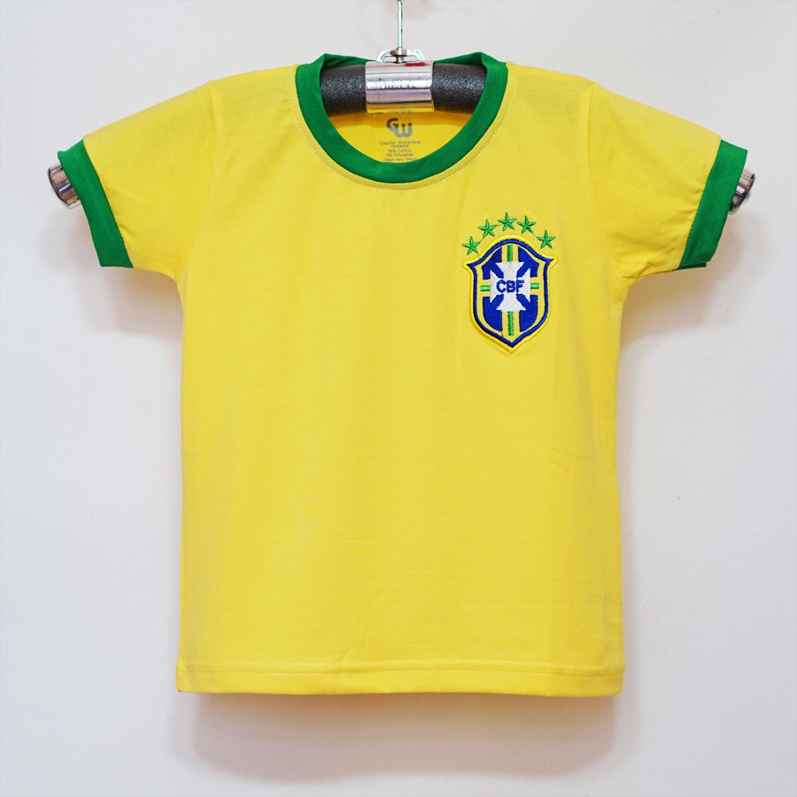 Cổ vũ bóng đá thế giới  bộ thun thể thao đội tuyển brazil  năng động cho bé trai