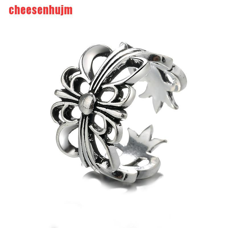 [cheesenhujm]Vintage Punk Cross Flower Open Adjustable Knuckle Ring Unisex Jewelry Gift