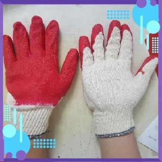 Găng tay sợi phủ sơn đỏ làm vườn_Găng tay lao động .