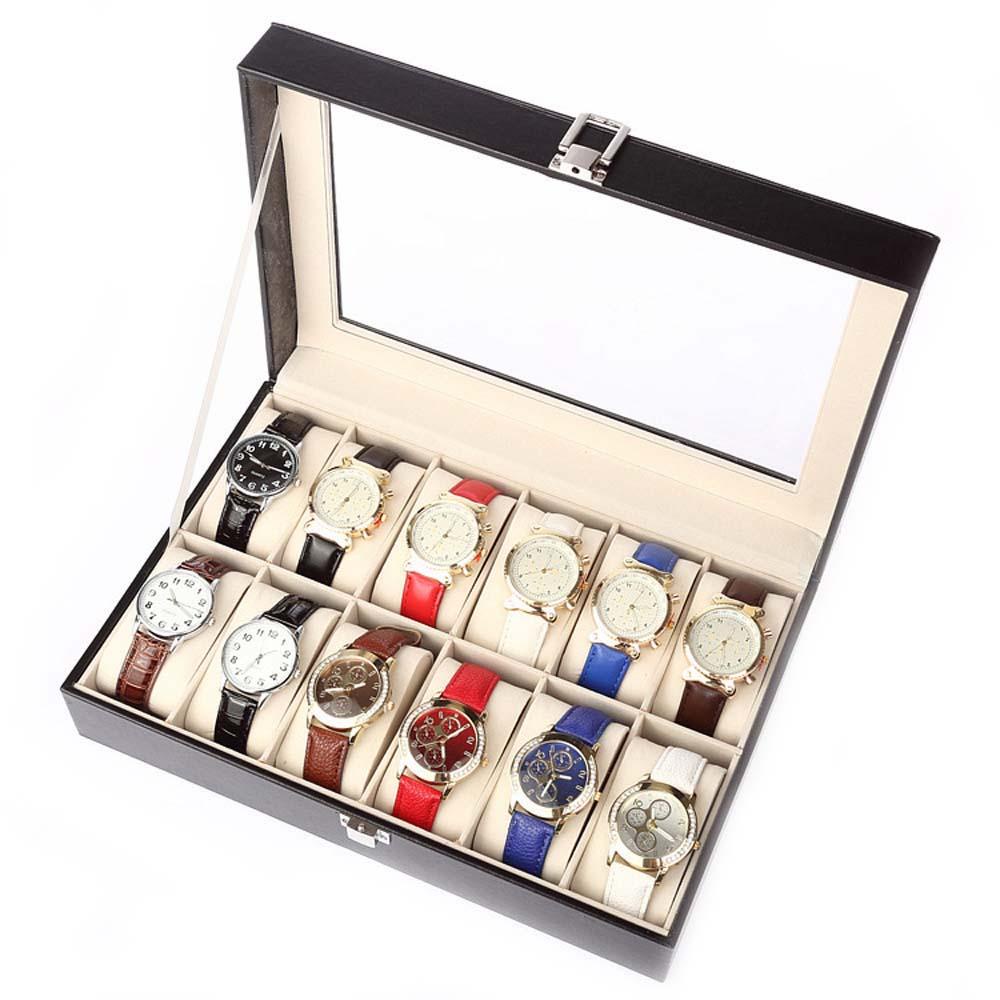 Hộp Đựng Đồng Hồ 3 Ngăn Bằng Gỗ Và Da PU Sang Trọng