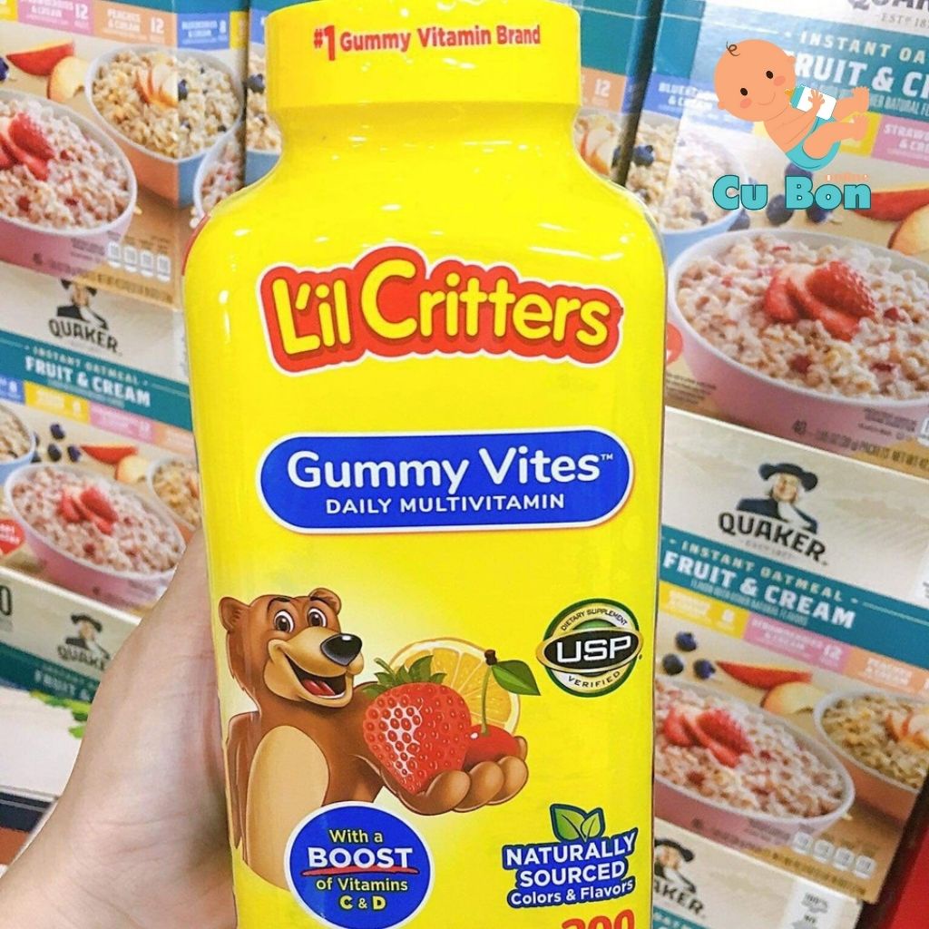 Kẹo dẻo bổ sung Vitamin L’il Critters Gummy Vites Complete Multivitamin 300 viên của Mỹ giúp bé phát triển toàn diện