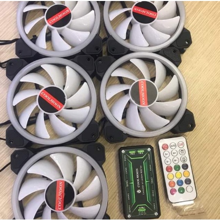 Combo 5 Quạt tản nhiệt, Fan Case Coolmoon Y1 RGB (Bộ 5Fan + Hub Remote)