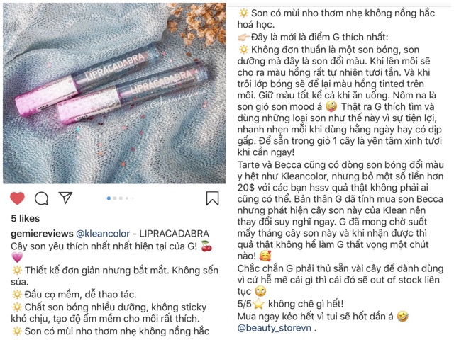 Son Bóng Dưỡng Ẩm Đổi Màu Lipracadabra Kleancolor | BigBuy360 - bigbuy360.vn