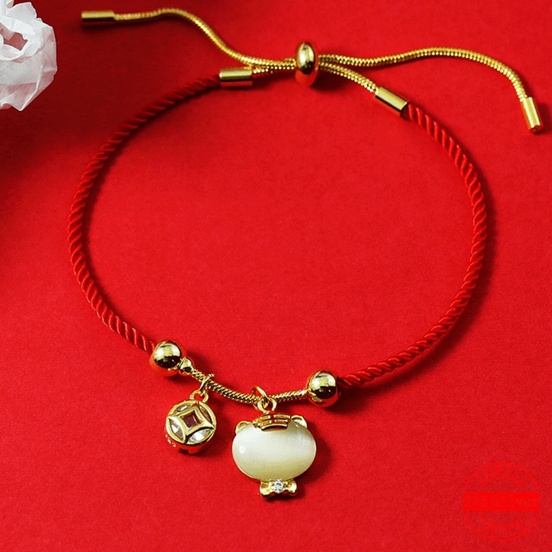 Vòng đeo tay dây bện mặt hổ mạ bạc S925 đáng yêu thời trang