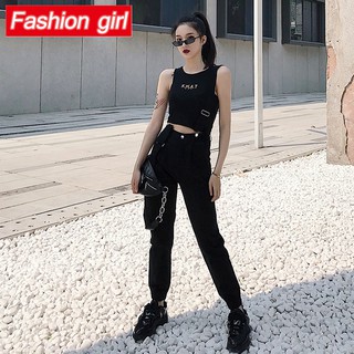 Set Áo Thun Ngắn Tay In Chữ + Quần Dài Ống Rộng Thời Trang Nữ