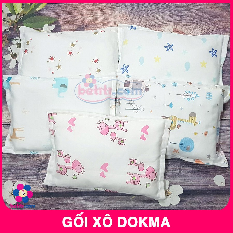 GỐI XÔ SƠ SINH DOKMA CHO BÉ, RUỘT BÔNG TỰ NHIÊN (KT 26 X 36CM - ẢNH THẬT)