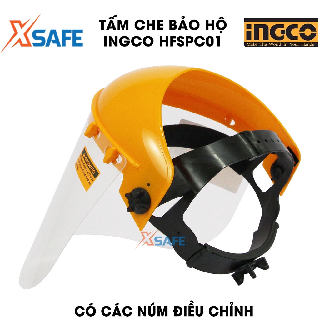 Tấm che bảo hộ INGCO HFSPC01 chống va đập Kính che mặt bảo hộ chống giọt bắn có điều chỉnh độ rộng, băng mồ hôi