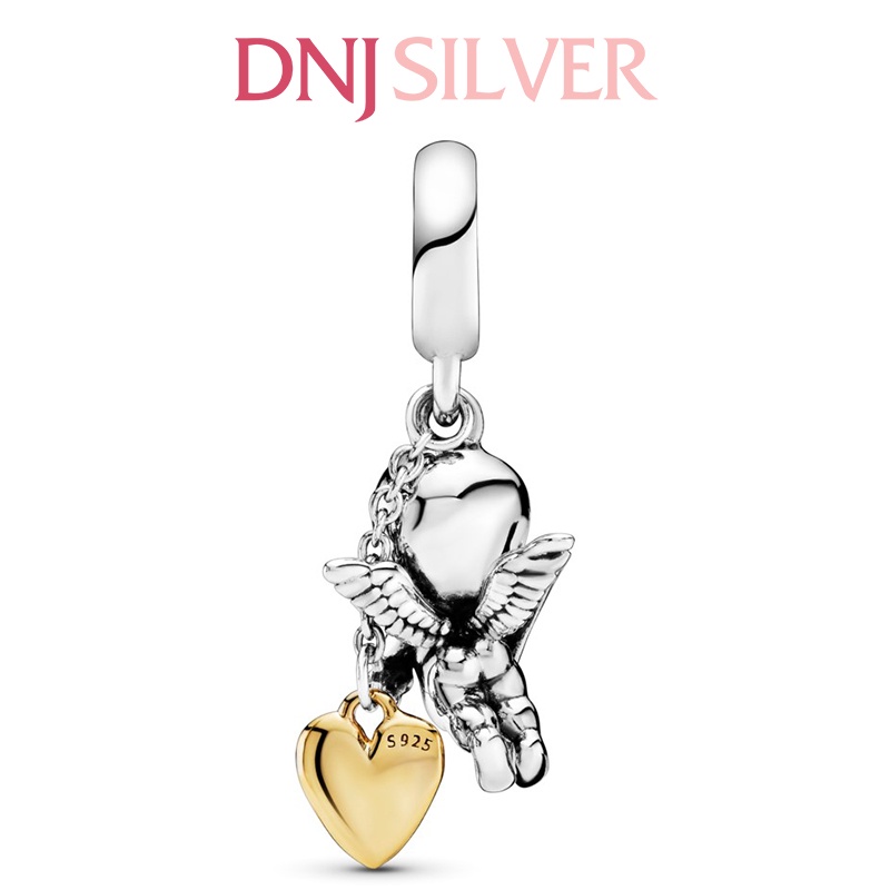 Charm bạc 925 cao cấp, hàng chuẩn bạc - Charm Cupid &amp; You Heart thích hợp để mix vòng tay charm - DN191
