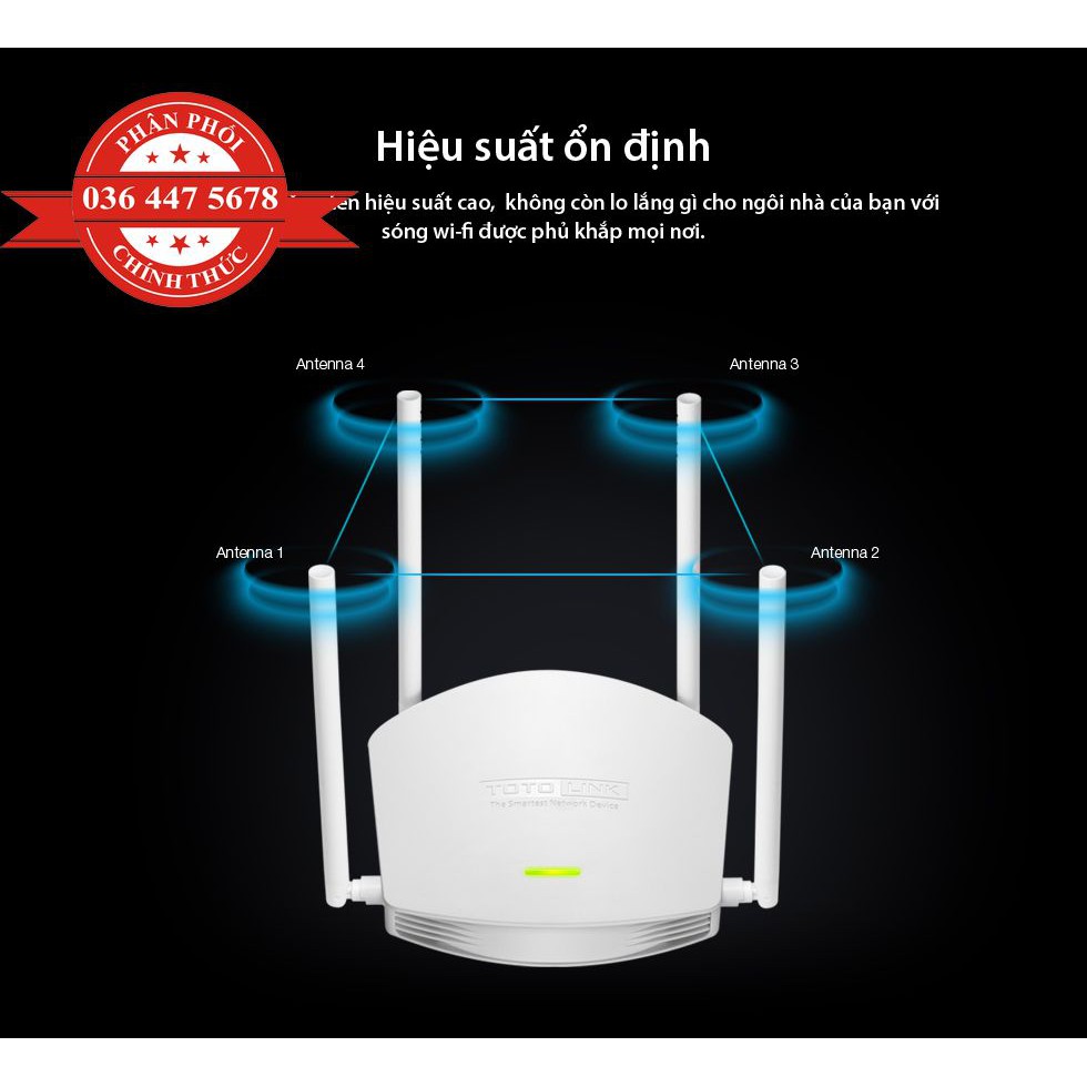 Bộ Phát Không Dây Totolink N600R 600Mbps 4 Ăng Ten,mới 100%