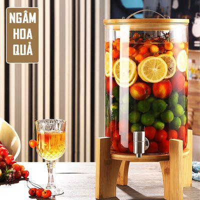 [TẶNG KỆ GỖ] Bình thủy chịu nhiệt HADASA cao cấp, bình thủy tinh decor phòng khách siêu đẹp - ngâm rư.ợu - làm detox