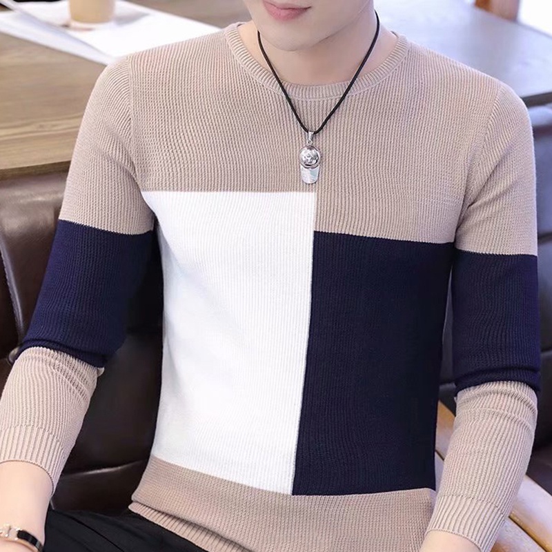 Áo Sweater Mỏng Cổ Tròn Dáng Ôm Phong Cách Hàn Quốc Trẻ Trung Cho Nam