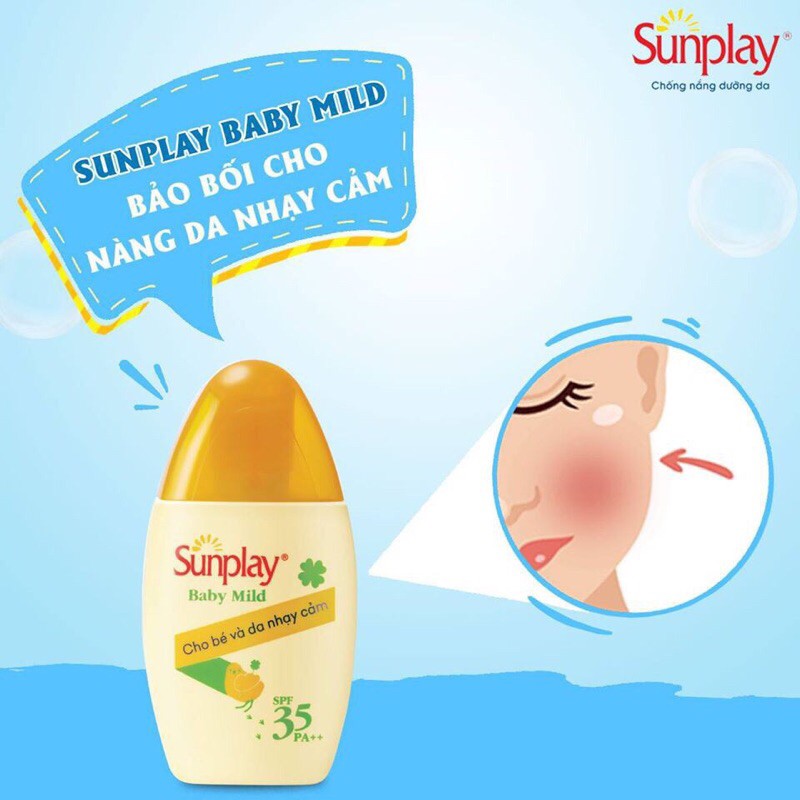 Sữa chống nắng cho bé và da nhạy cảm Sunplay Baby Mild SPF 35, PA++ 30g - Rohto