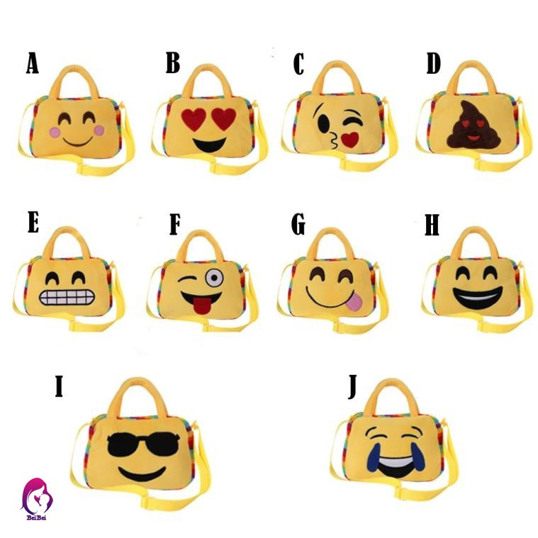 Ba lô canvas hình emoji dễ thương cho bé