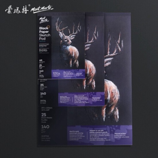 [ TÂM TÂM ]-Sổ Sketchbook Mont Marte Black Pad, Sổ giấy đen Mont Marte