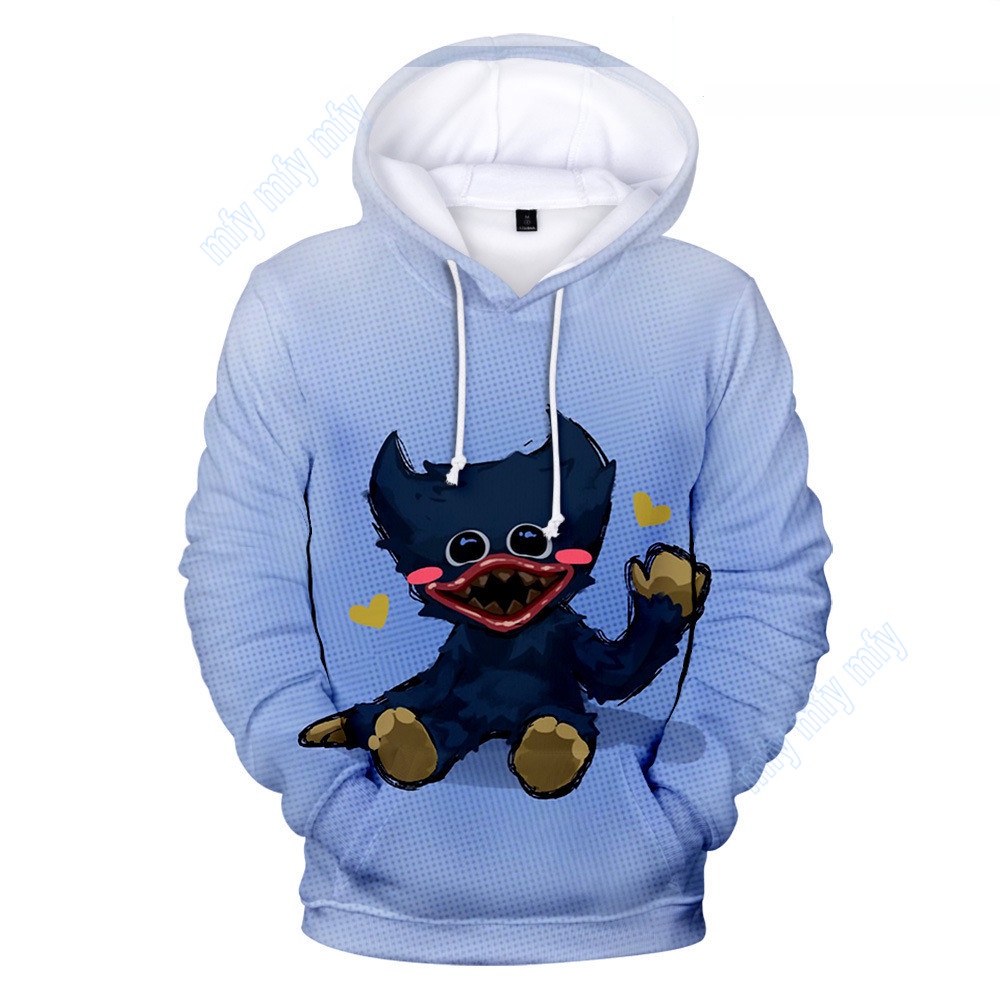 Áo hoodie in hình nhân vật Huggy Wuggy trong Poppy Playtime vải mỏng dành cho bé trai và bé gái mặc ra ngoài