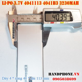 Pin Li-Po 3.7V 3230mAh 4041113 4041B3 (Lithium Polymer) cho Laptop, Bàn Phím Bluetooth, loa Bluetooth, định vị GPS