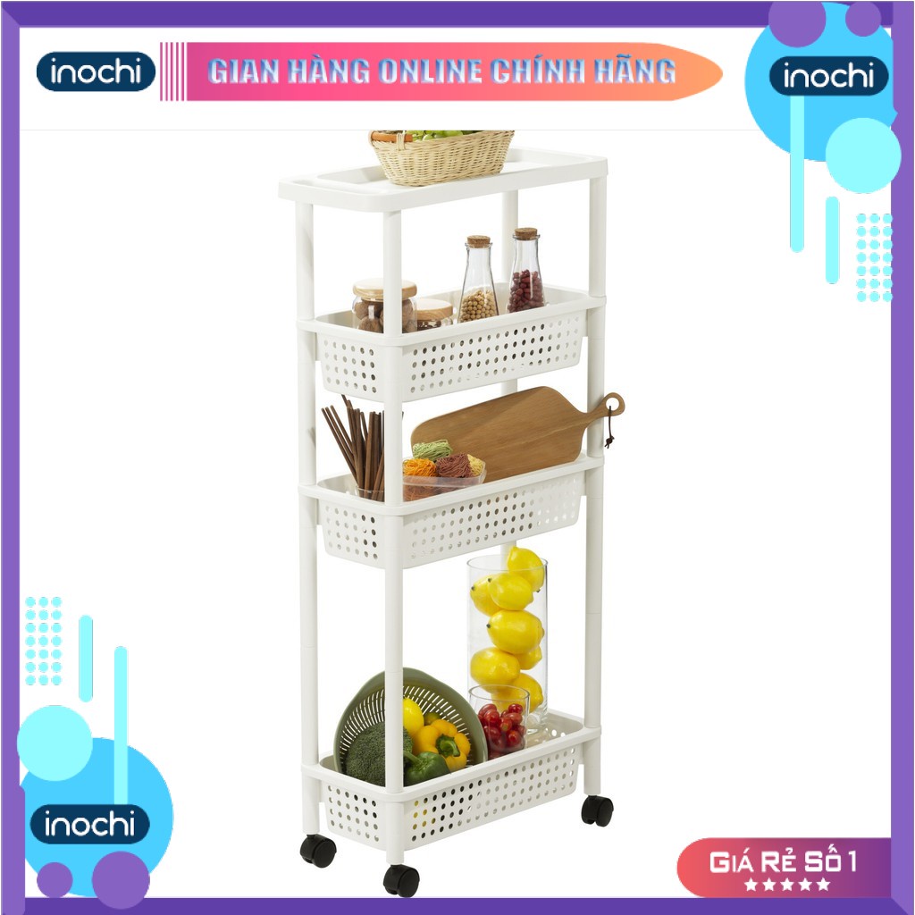 [Xuất Nhật]  KỆ DI ĐỘNG TOKYO 4 tầng xuất khẩu Nhật Bản - Có bánh xe tiện dụng, phù hợp làm kệ gia vị, phòng tắm