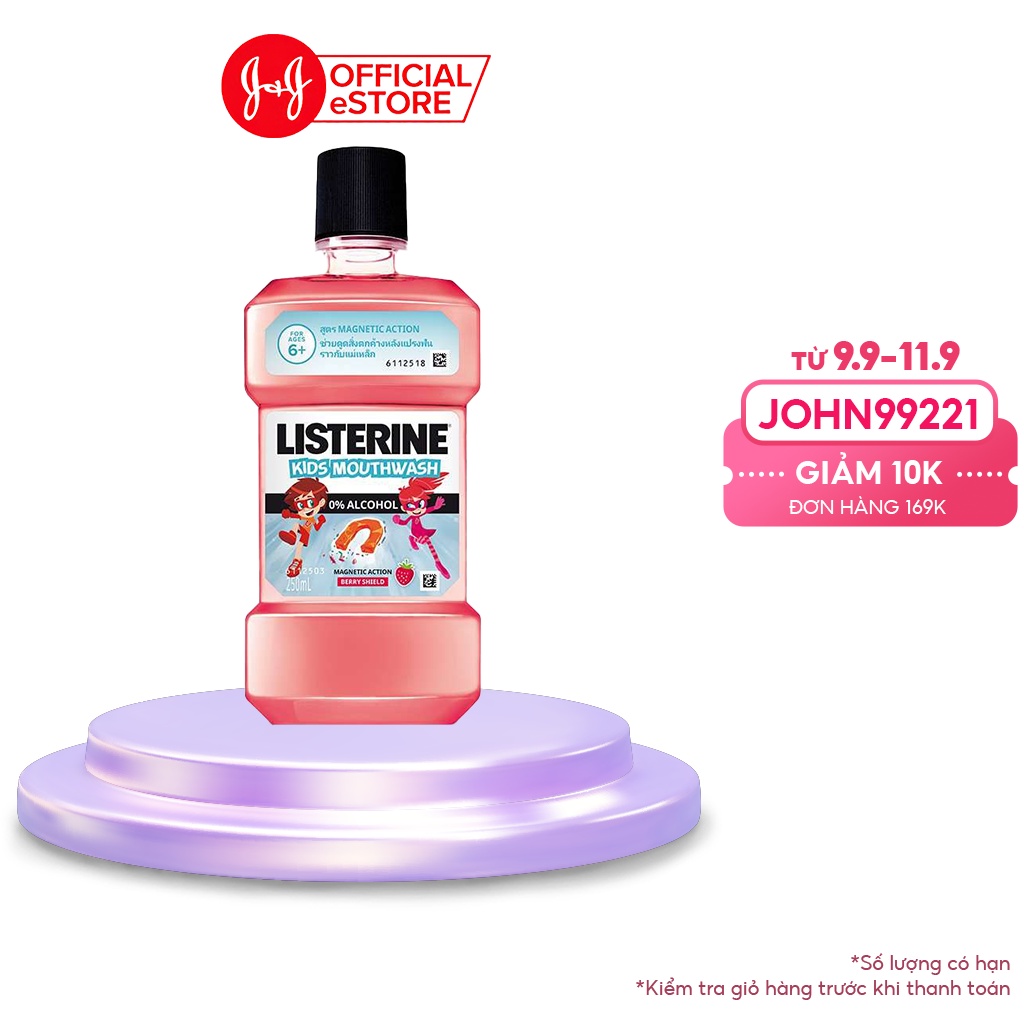 Nước súc miệng Listerine Kids dành riêng cho trẻ trên 6 tuổi 250ml