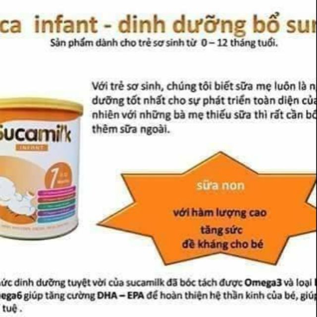 Sữa Sucamilk Infant cho bé từ 0-12 tháng tuổi hộp 900gram