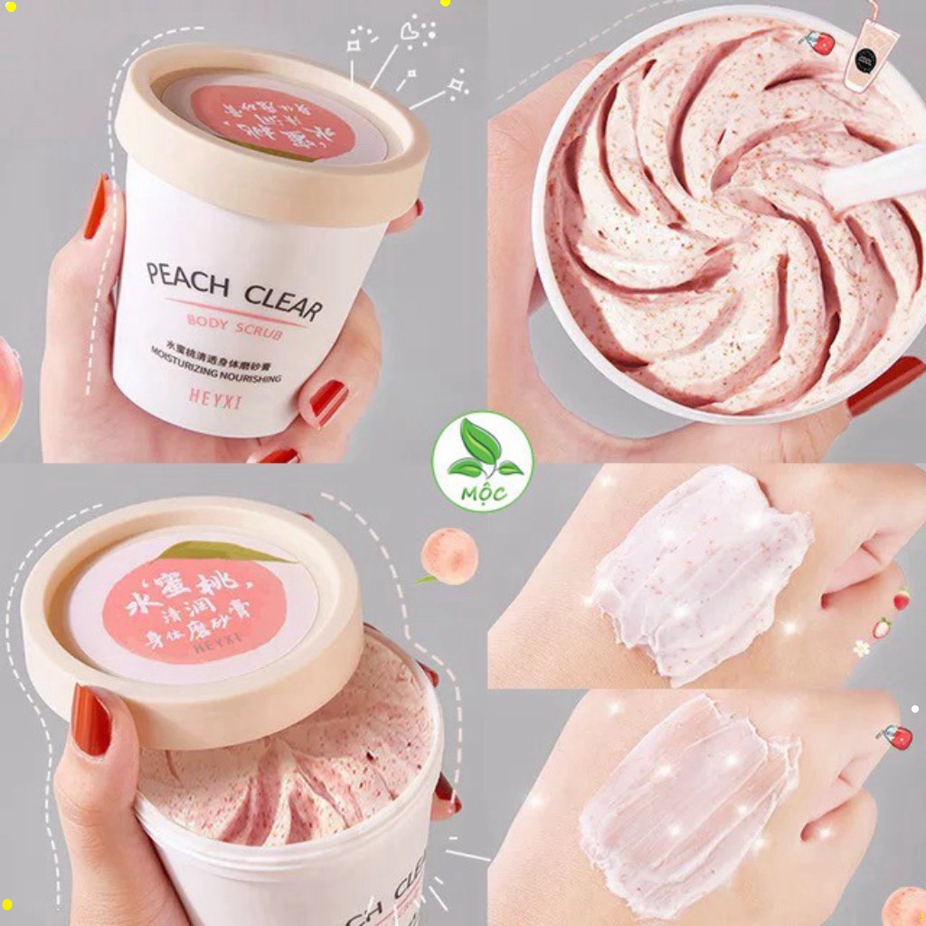 Tẩy da chết toàn thân đào HEYXI Peach Clear, tẩy tế bào chết body đào, kem thải độc tố da, xe khít lỗ chân lông HT | BigBuy360 - bigbuy360.vn