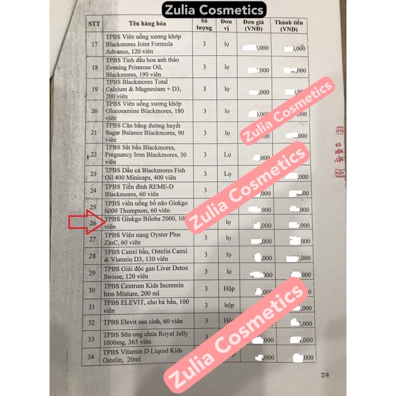 [FREE SHIP] Viên Uống Bổ Não Ginkgo Biloga Úc 100 Viên