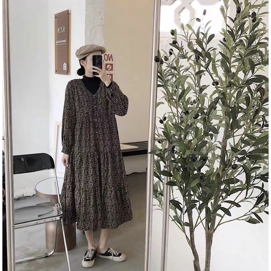 Đầm hoa vintage 2 lớp - Kèm ảnh cận chất vải #dreamy