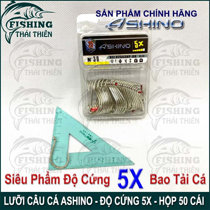 Lưỡi Câu Cá Ashino Thép Trắng Độ Cứng 5X Có Ngạnh Xỏ Lỗ Dùng Câu Sông Câu Biển Các Loại Cá Lớn, Câu Cá Tra Giải