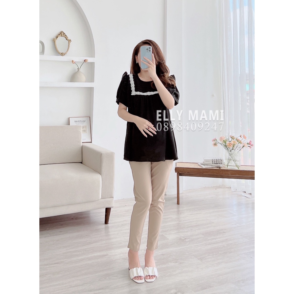 ( 40kg - 95kg ) Set Áo Bầu , Bigsize Cổ Ren Vuông Mặc Thoải Mái Suốt Thai Kì &amp; Sau Sinh Thiết Kế Cao Cấp