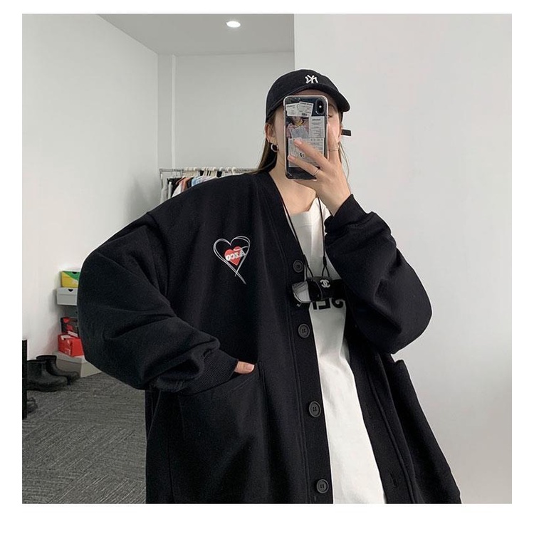 Áo Cardigan Nam Nữ Unisex Nỉ Bông Dày Dặn, Áo Khoác Len Form Rộng Phong Cách Hàn Quốc