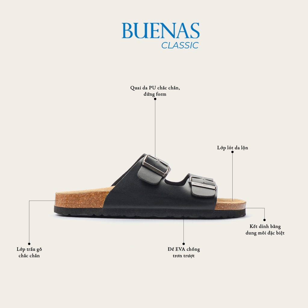Dép đế trấu nam nữ unisex birken quai ngang Buenas - BU01