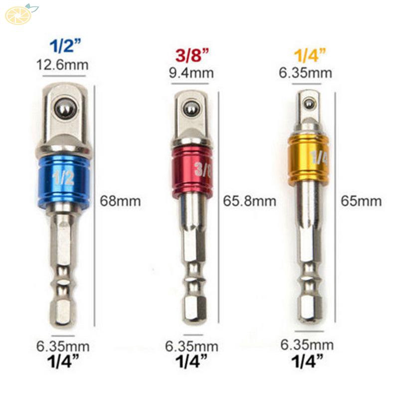 Bộ 3 đầu chuyển đổi đầu mũi khoan nhiều kích thước 1/4&quot; 3/8&quot; 1/2&quot; cho máy khoan cầm tay