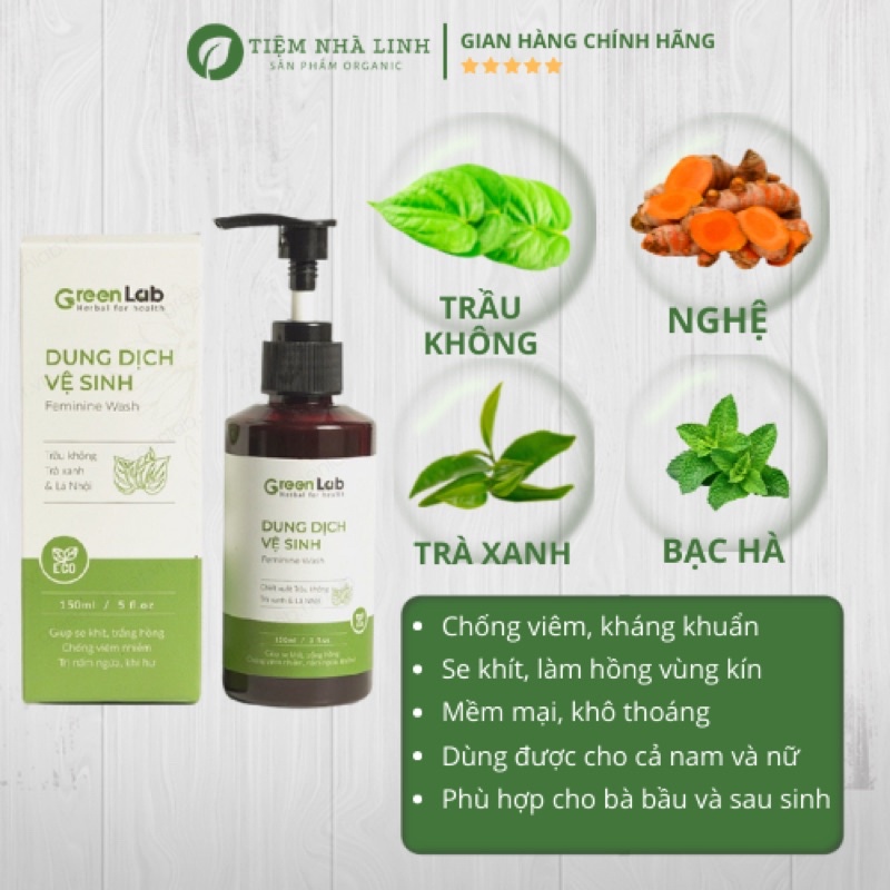 Dung Dịch Vệ Sinh Greenlab,Hồng Thơm Se Khít,Dung Dịch Vệ Sinh Nam Nữ 150ML