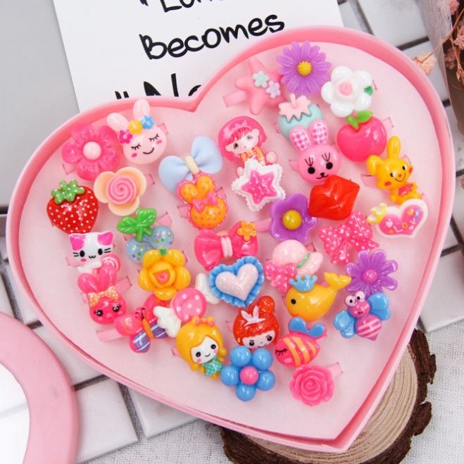 🔥HOT🔥 Hộp 50/36 Nhẫn Nhựa Công Chúa Elsa, Anna, Bạch Tuyết, Tóc Mây, Sofia, Tiên cá, Kitty, Ngựa Pony, Kitty...