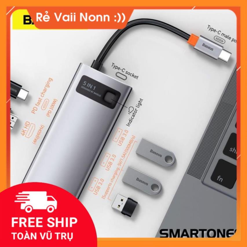 Hub Bộ chuyển đổi đa năng 5 in 1 ,Baseus Type-C to HDMI USB3.0 SD Card Type C PD 100W, Multifunctional HUB) - CAHUB