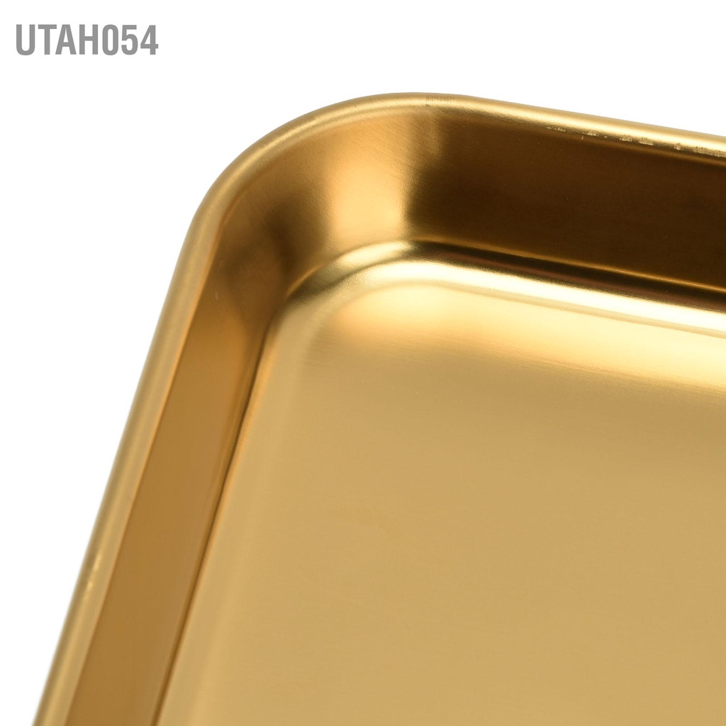 Utah054 Khay hình chữ nhật bằng thép không gỉ Đáy phẳng Nhà hàng Trang chủ đáy vàng