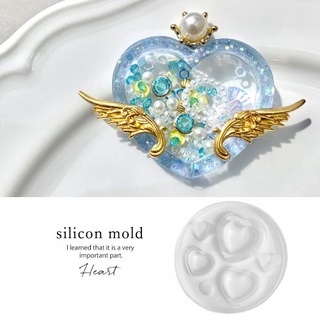 Khuôn silicone trong dẻo đổ nhựa resin làm shaker khuôn rỗng hình tim nhiều size heart shaker mold