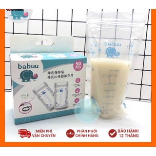 Hộp 50 túi trữ sữa 250ml Babuu Nhật Bản , túi đựng sữa an toàn, không rò rỉ, không chảy sữa
