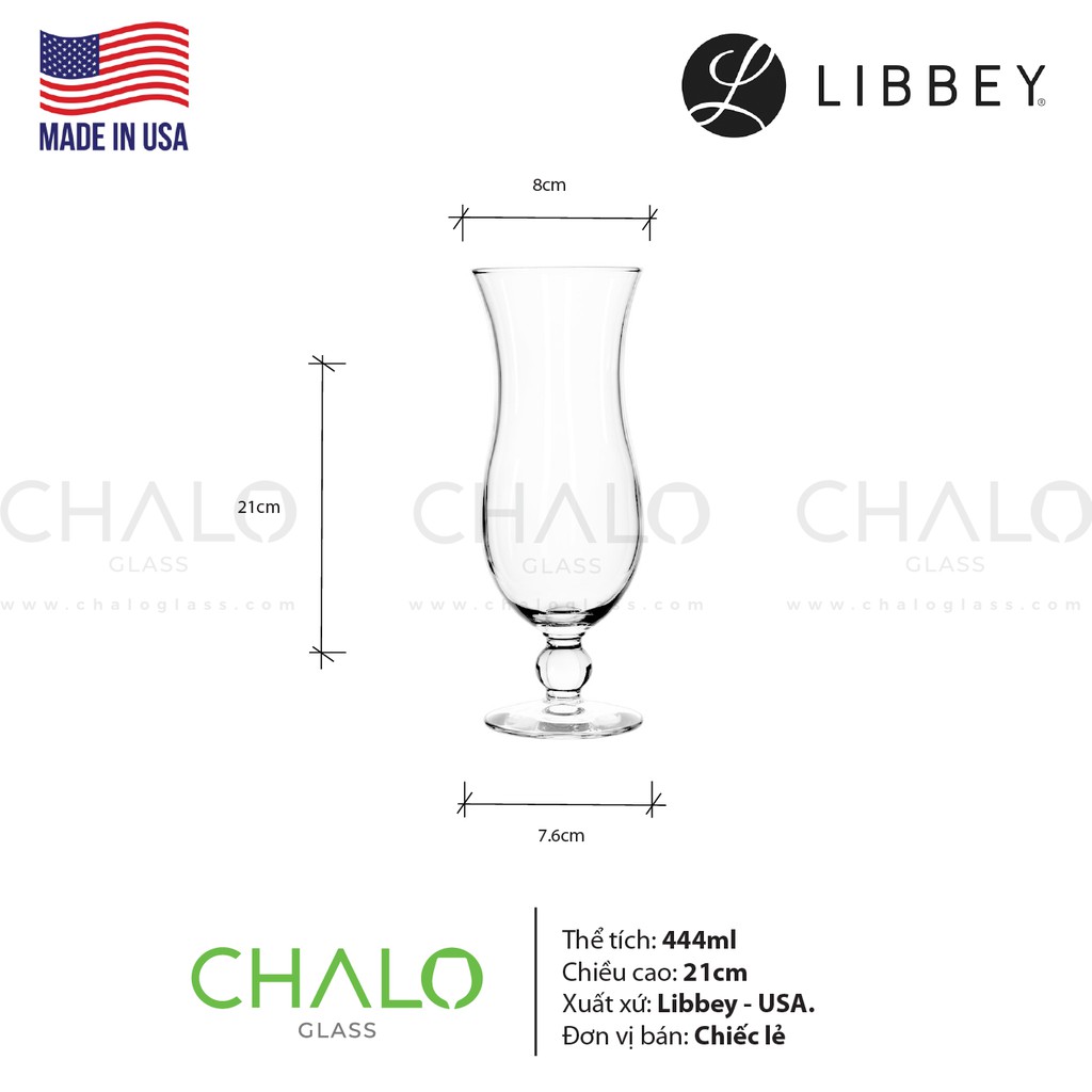 [Made in USA] Ly thủy tinh sinh tố Libbey Squall Hurricane 444ml - 3616