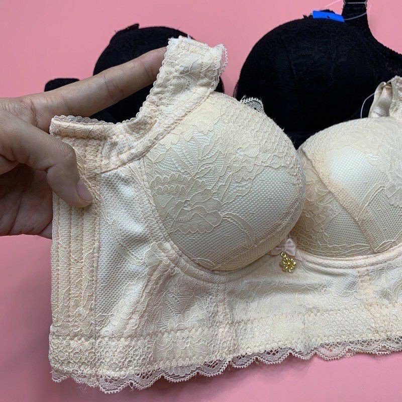Áo Bra corset che mỡ lưng, bản to 5 móc cài - Loại có đệm chất liệu ren mềm xinh xinh