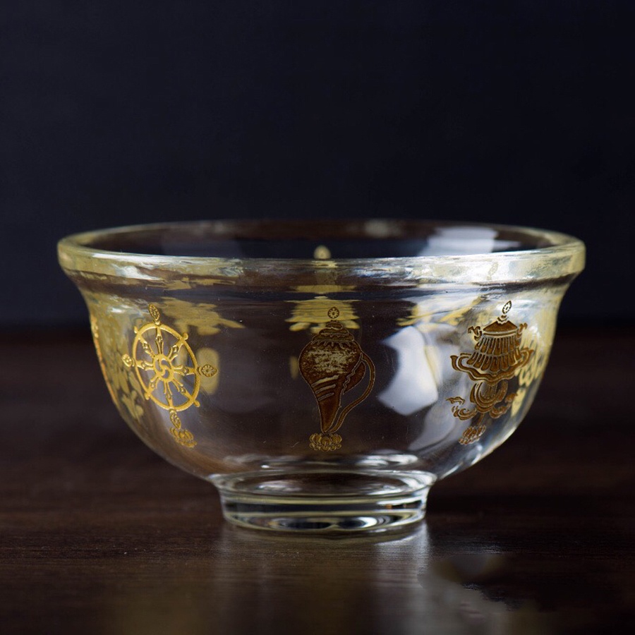 [PHÁP BẢO MINH CHÂU]Chén pha lê 8 Cát Tường 8cm - 10cm