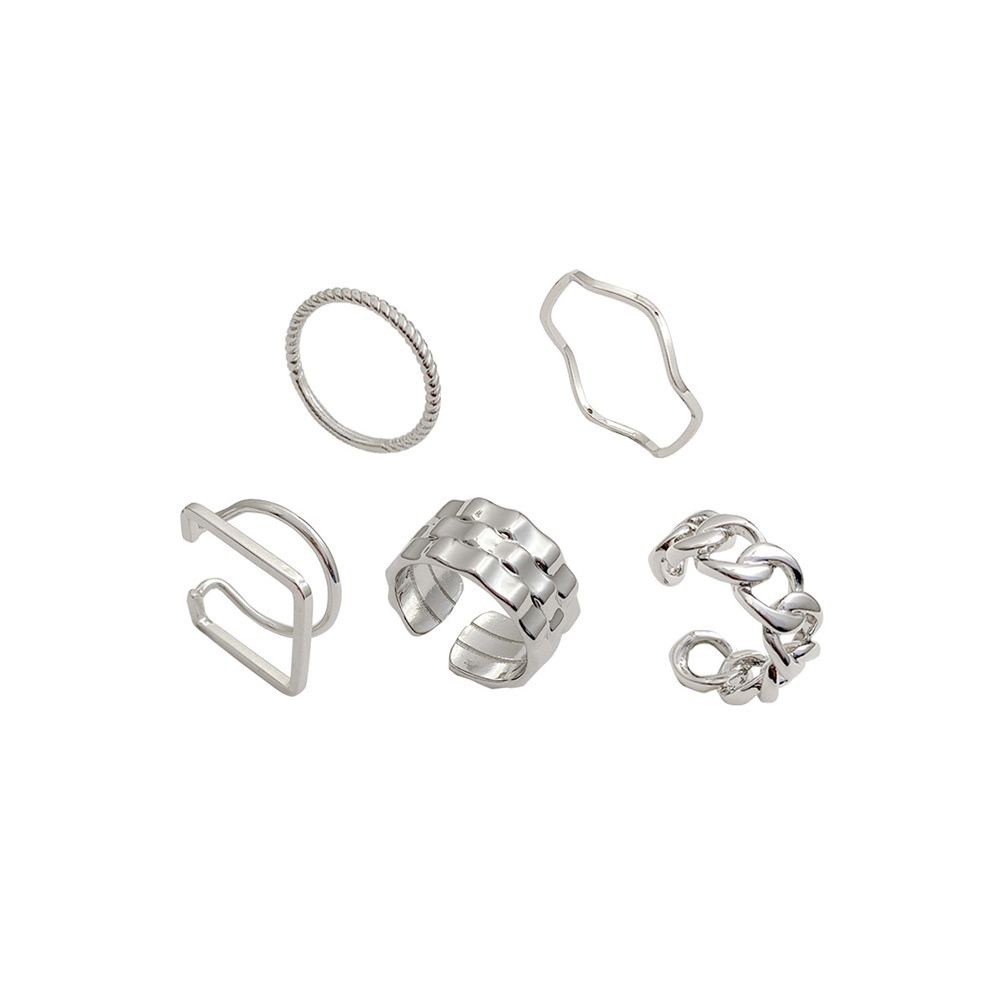 Set 5 Nhẫn Đeo Khớp Ngón Tay Phong Cách Hip Hop Hàn Quốc Đơn Giản Cho Nữ