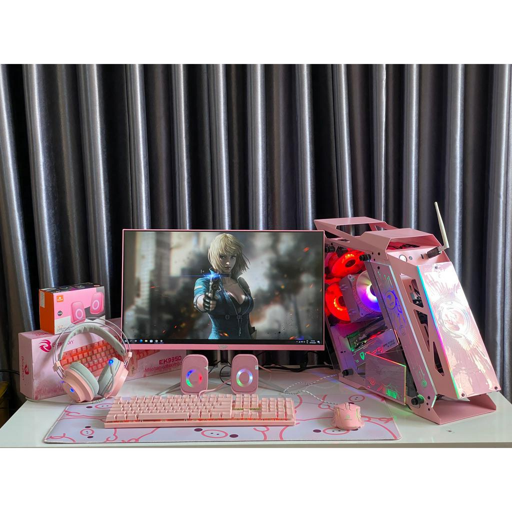 Full bộ PC Gaming MÀU HỒNG Xinh Xắn kèm Màn hình 24inch Full HD chiến Game Fifa 4, Audition, Liên Minh, Liên Quân,..